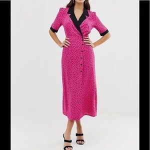 ASOS Collared Wrap Midi Dress Short Sleeves